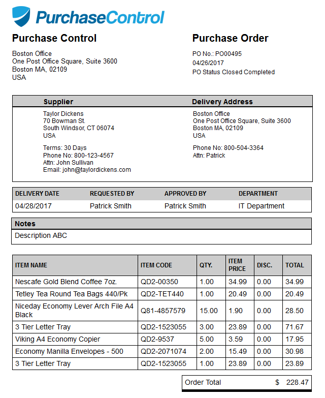 Purchase Order vs. Invoice  PurchaseControl