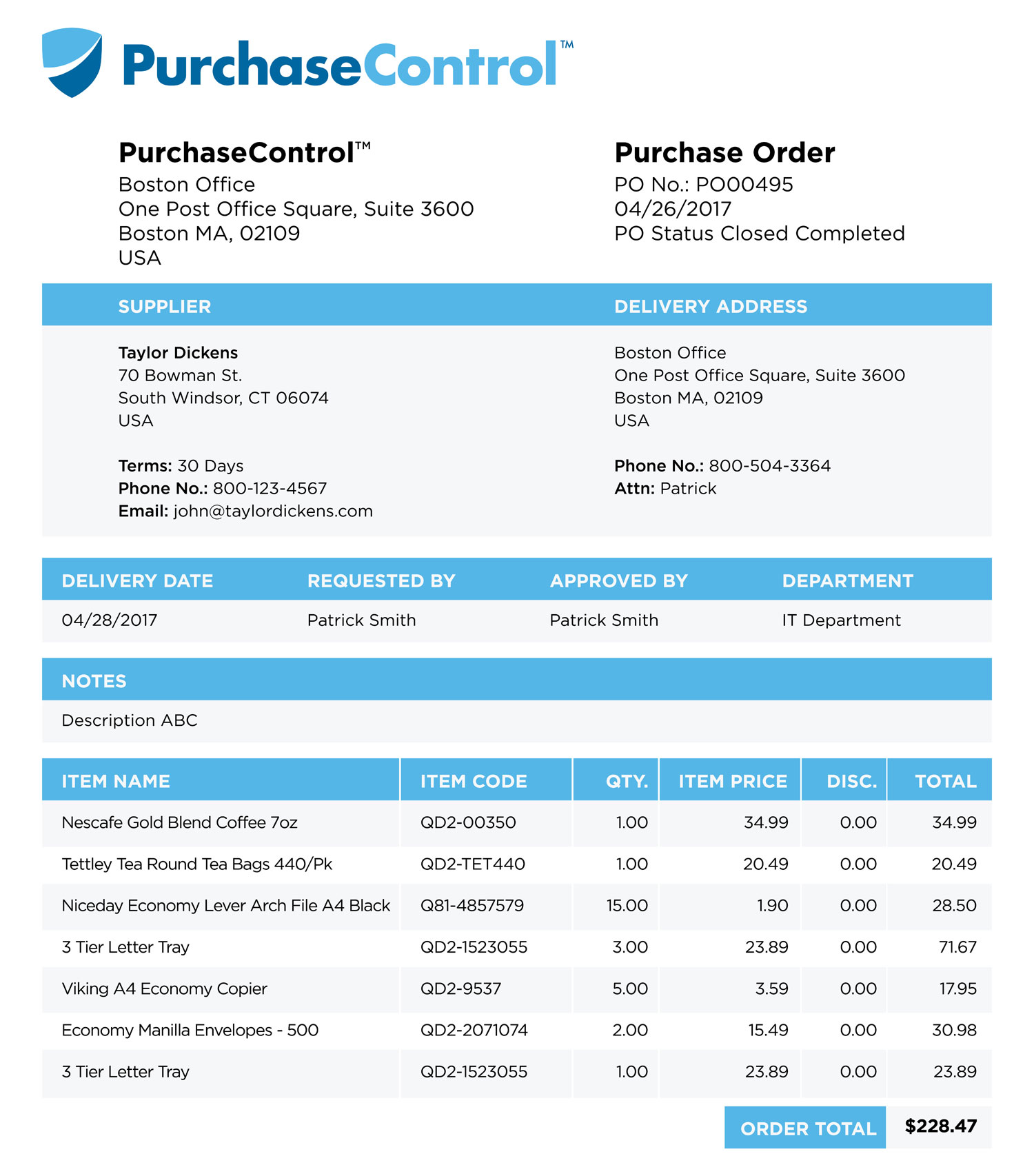 Purchase Order (PO) Example